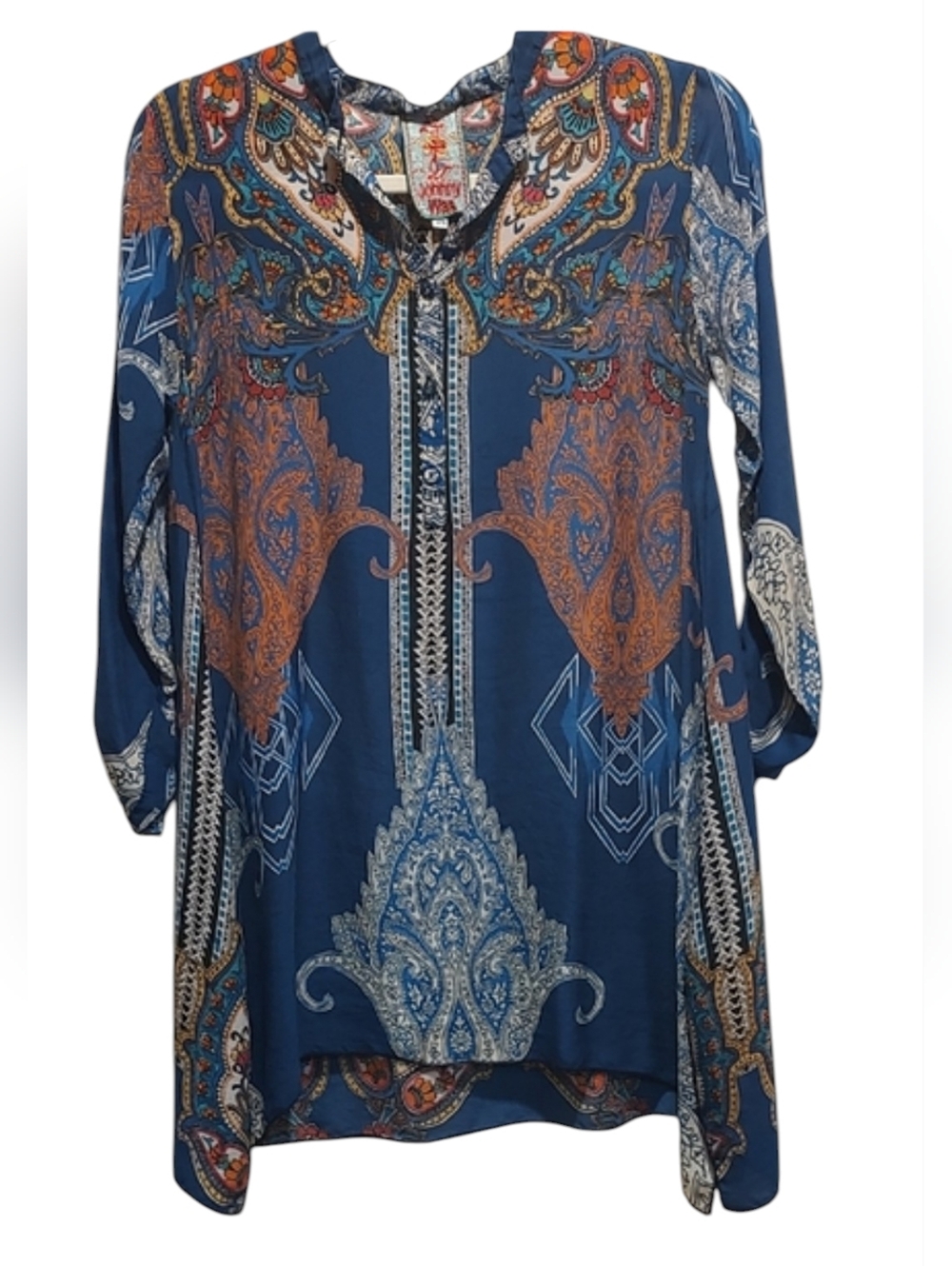 Johnny Was Blue and Orange Paisley Tunic